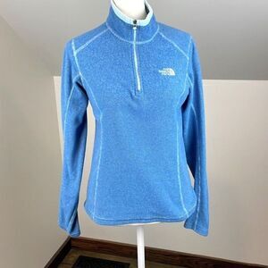 The North Face Light Blue 1/4 Zip Fleece Pullover Size Extra Small Petite